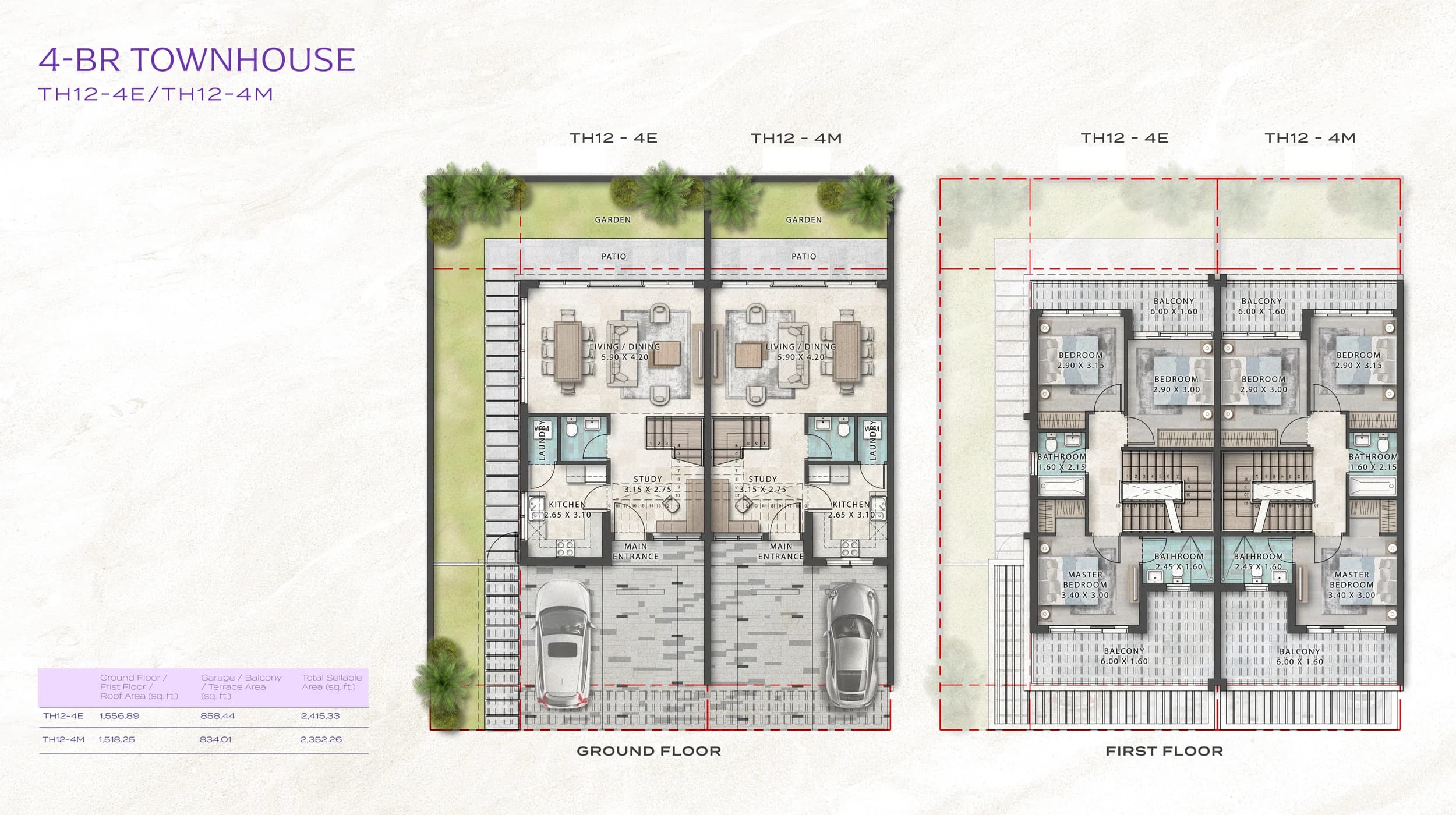 Townhouse - 4 Bed + Study